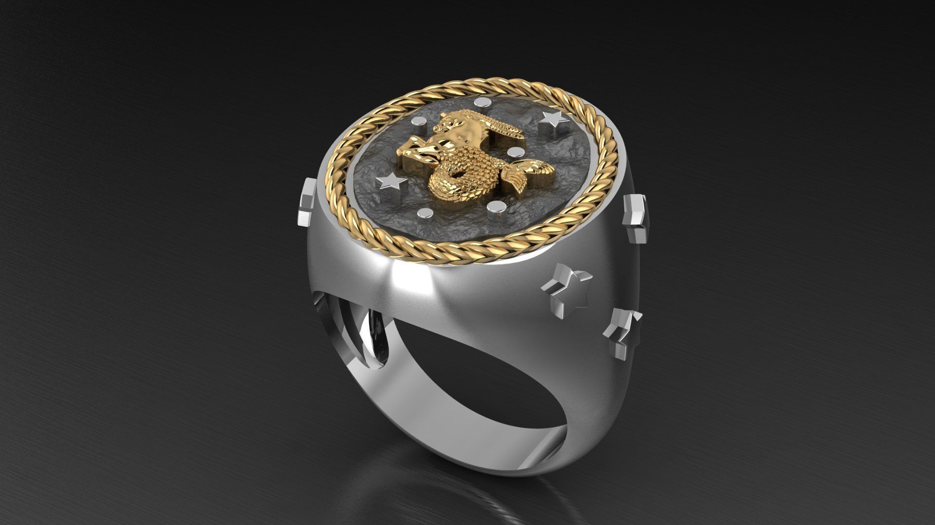 Zodiac Ring Capricorn 3D print model_1