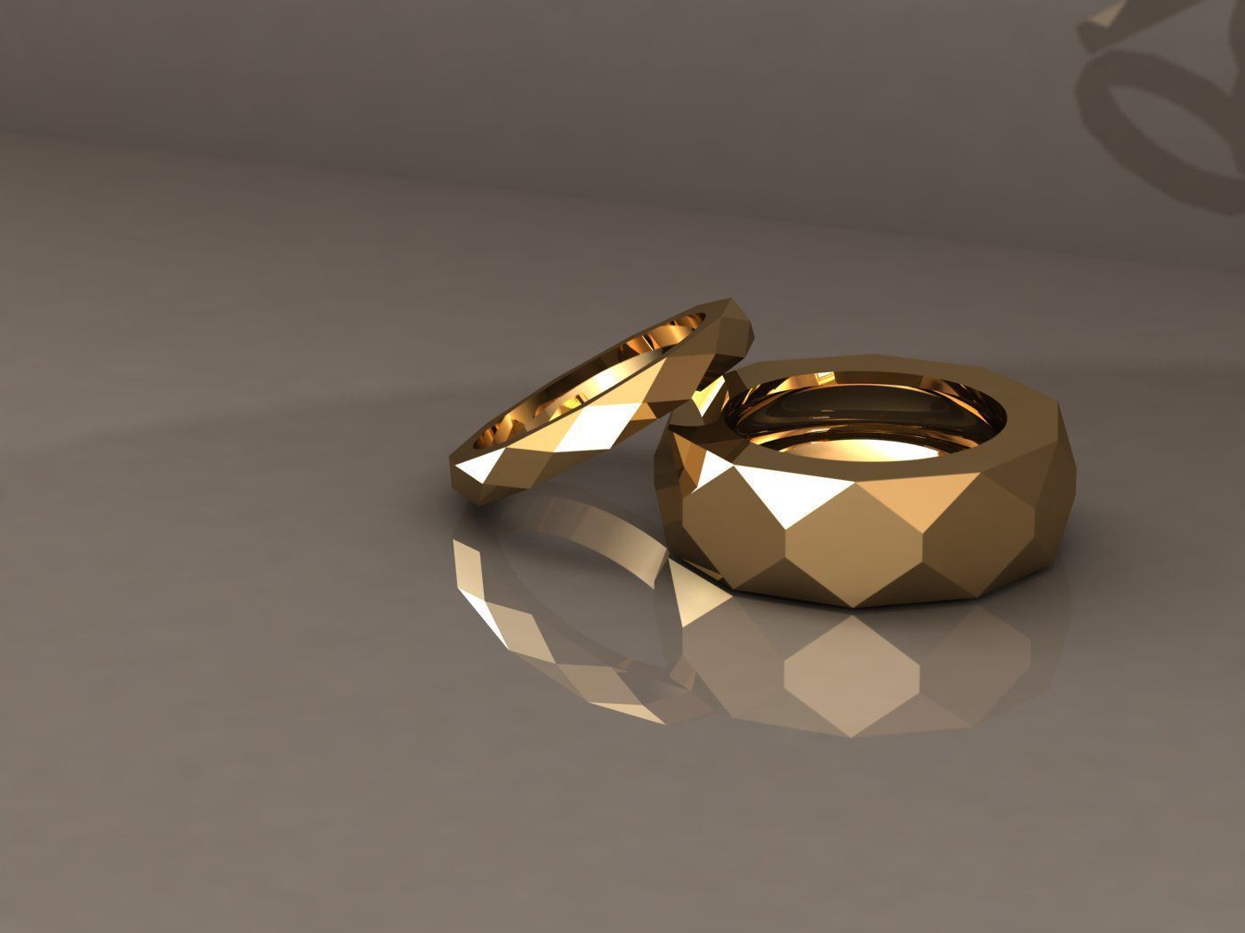 facet ring 3D print model_2