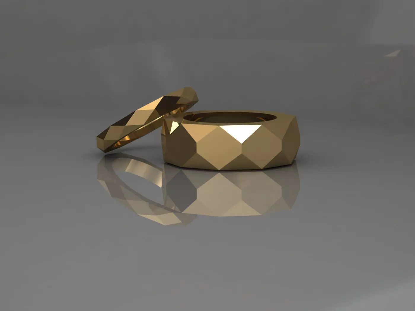 facet ring 3D print model_0