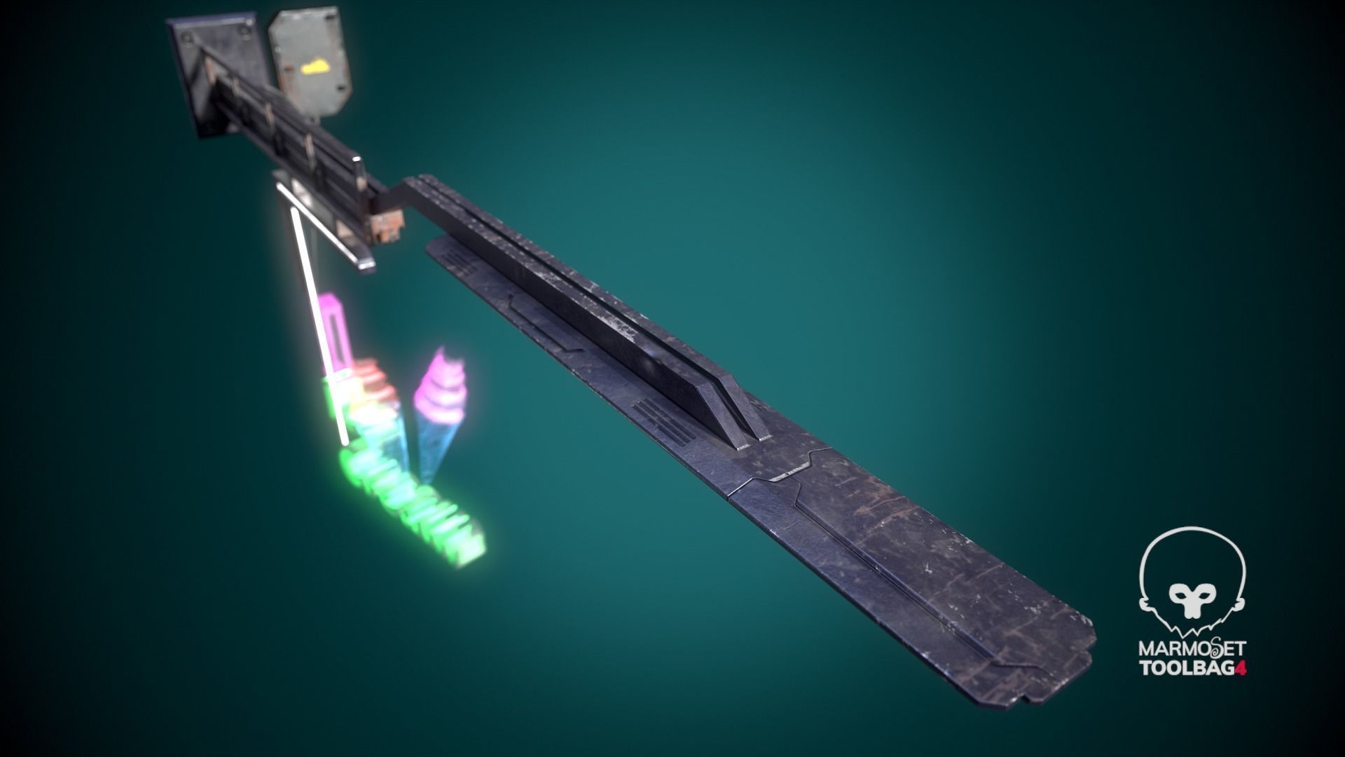 Animated Ice Cream Holographic Neon signs Cyberpunk FOr games Low-poly 3D model_6