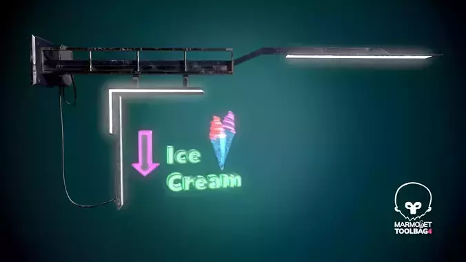 Ice Cream Holographic Neon signs Cyberpunk  Optimized FOr games  Low-poly 3D model