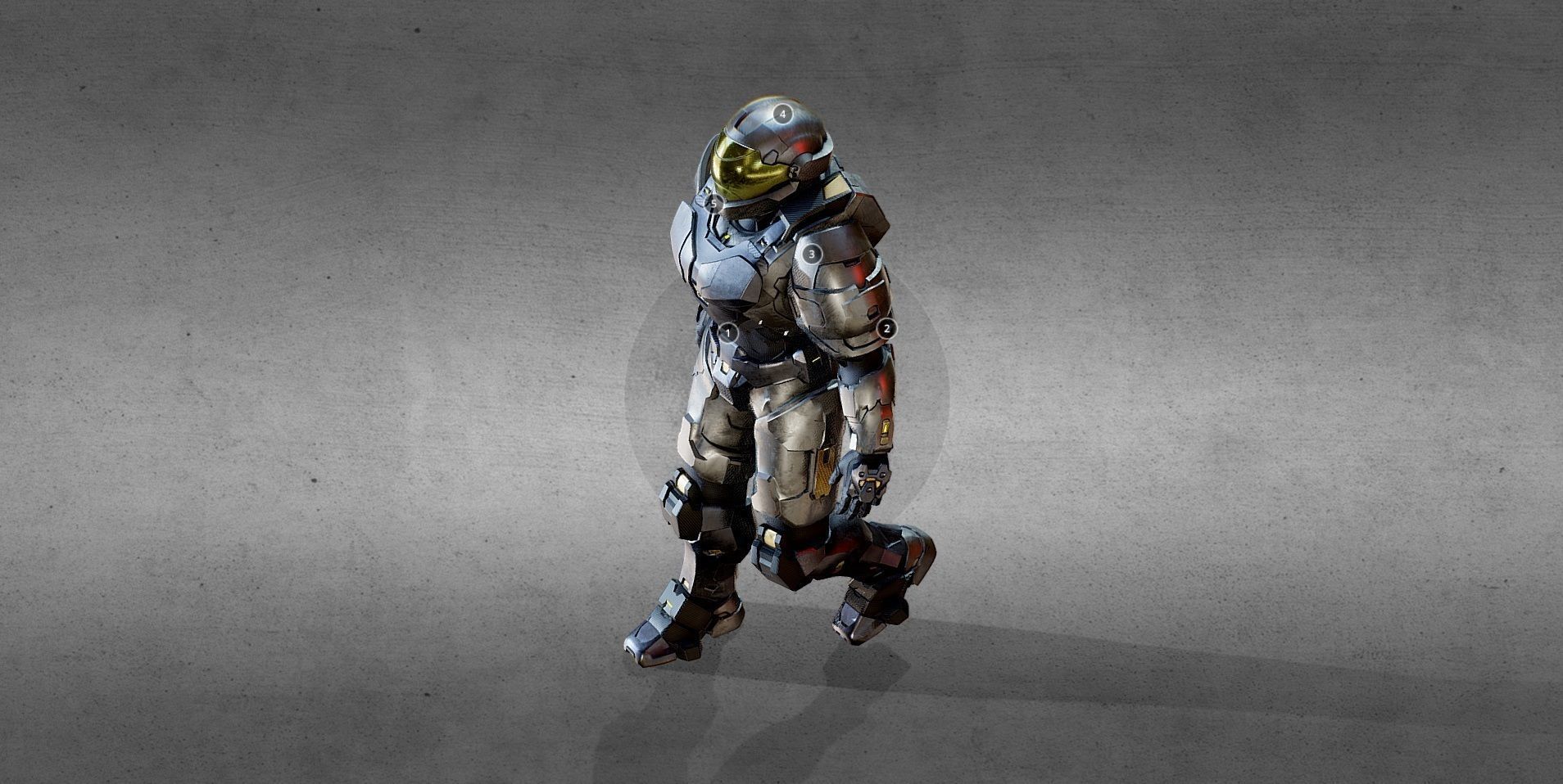 Armored Character game ready Low-poly 3D model_5