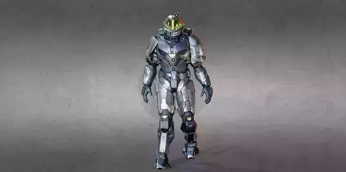 Armored Character game ready Low-poly 3D model