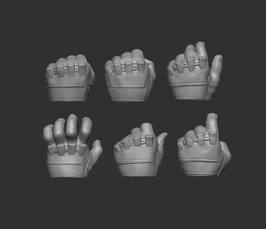 Gloved Hands Ver 2 Set of 6 - Hands for Action Figures 3D print model_0