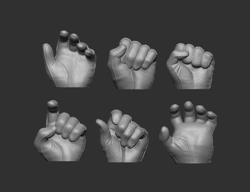 Gloved Hands Ver 2 Set of 6 - Hands for Action Figures 3D print model_1