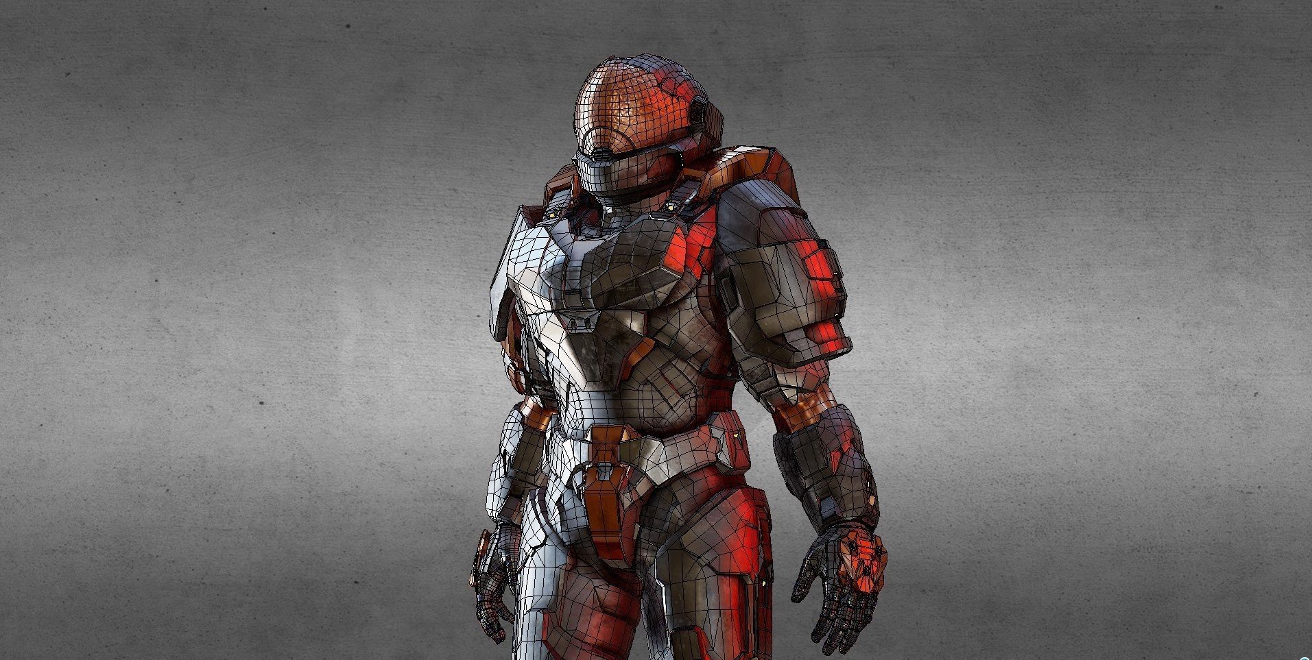 Armored Character game ready Low-poly 3D model_1