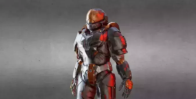 Armored Character game ready Low-poly 3D model