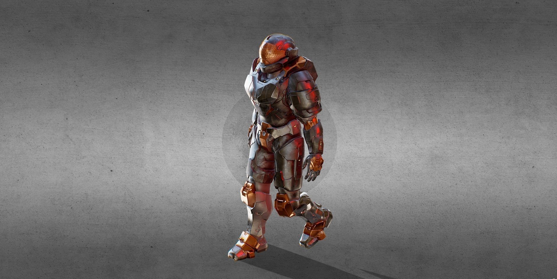 Armored Character game ready Low-poly 3D model_3