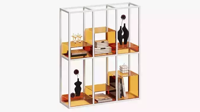 Open metal shelving with acrylic inserts 120cm