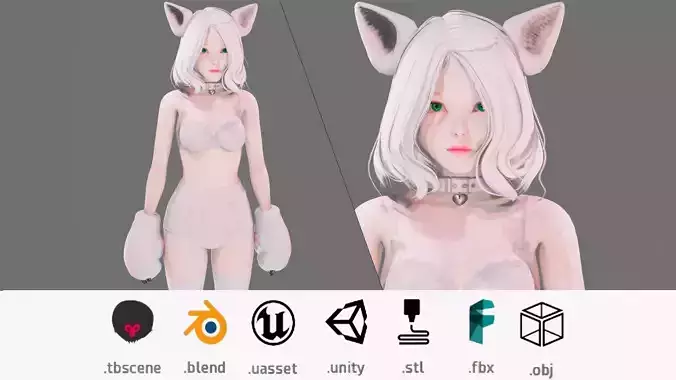 Cat Girl Cosplay - UE5 - Unity - Blender - Animated 
