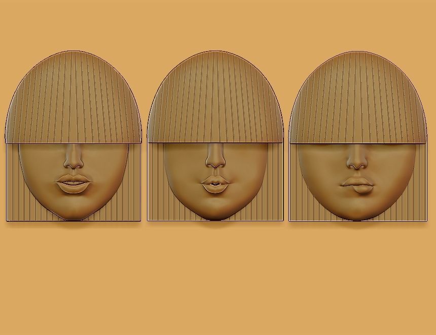 Girl Face Mask Wall-Mounted - decor 3D Model Collection_12