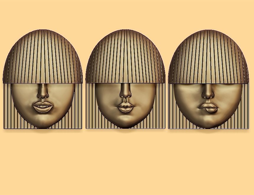 Girl Face Mask Wall-Mounted - decor 3D Model Collection_19