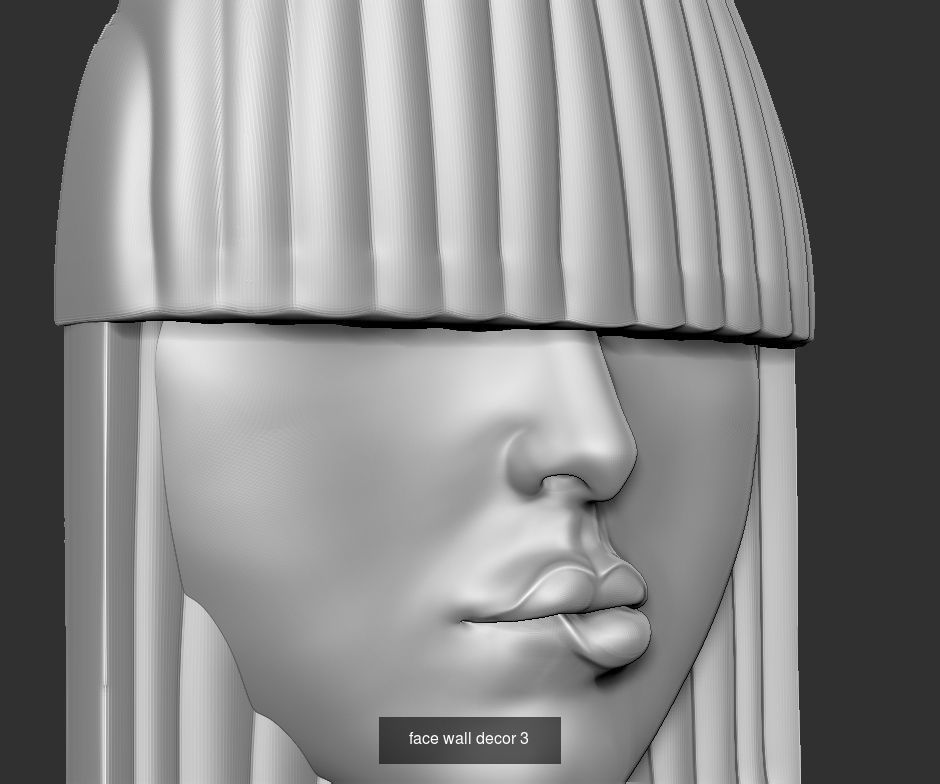 Girl Face Mask Wall-Mounted - decor 3D Model Collection_5