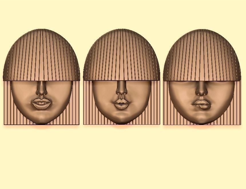 Girl Face Mask Wall-Mounted - decor 3D Model Collection_21