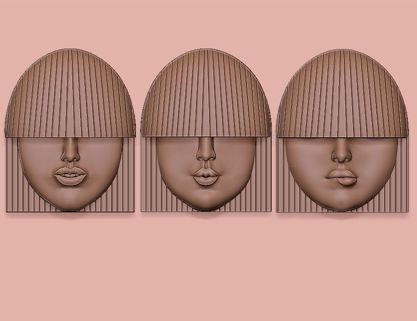 Girl Face Mask Wall-Mounted - decor 3D Model Collection_11