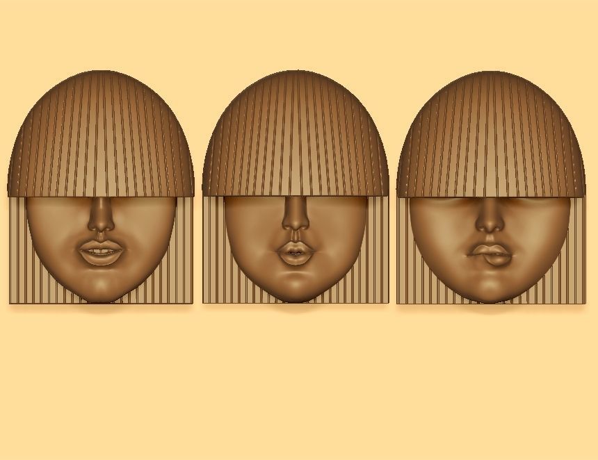 Girl Face Mask Wall-Mounted - decor 3D Model Collection_16