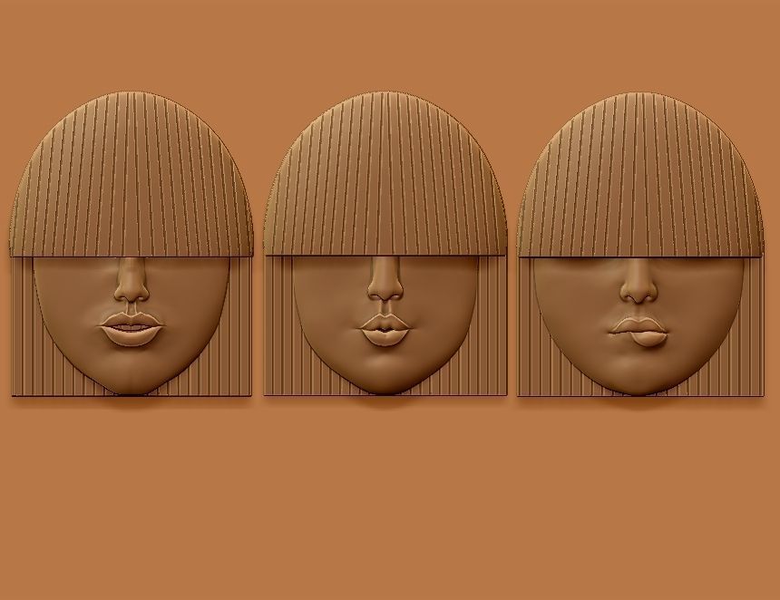 Girl Face Mask Wall-Mounted - decor 3D Model Collection_13
