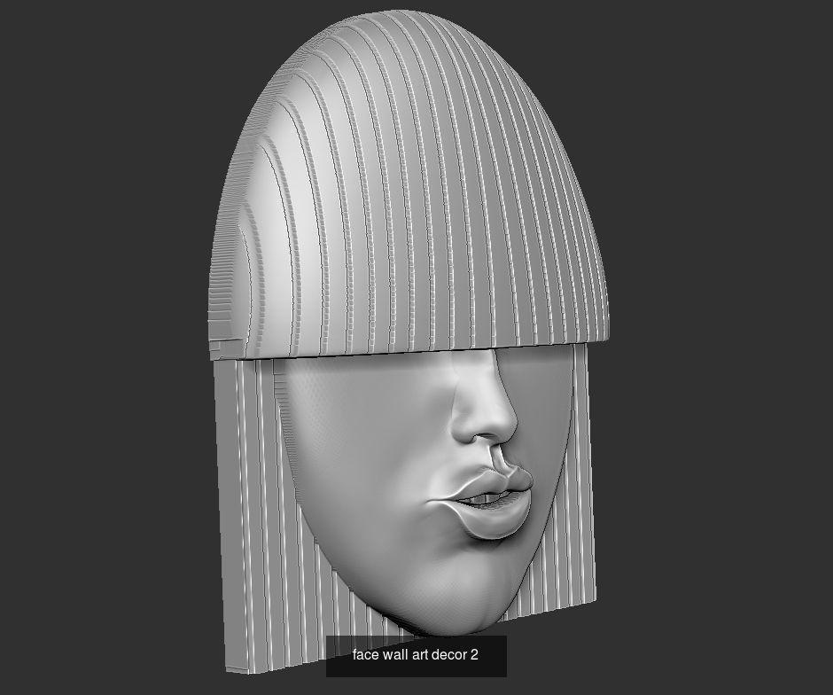 Girl Face Mask Wall-Mounted - decor 3D Model Collection_4