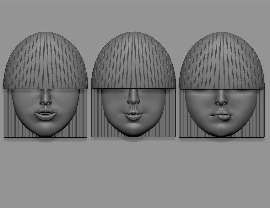 Girl Face Mask Wall-Mounted - decor 3D Model Collection_14