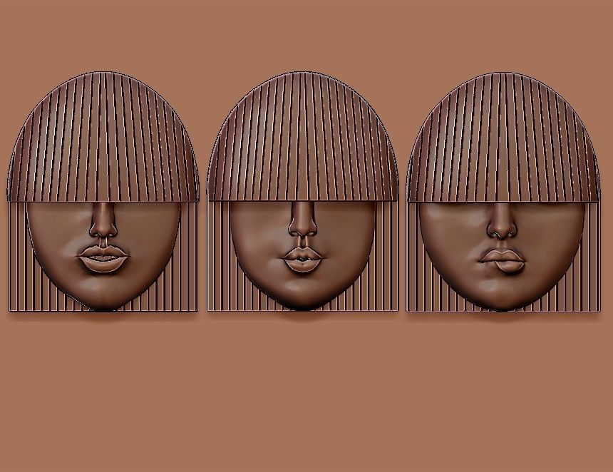 Girl Face Mask Wall-Mounted - decor 3D Model Collection_22