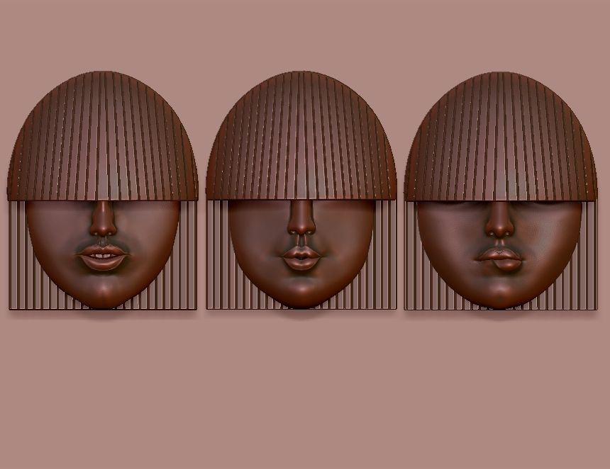 Girl Face Mask Wall-Mounted - decor 3D Model Collection_15