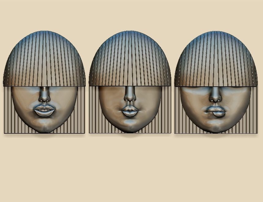 Girl Face Mask Wall-Mounted - decor 3D Model Collection_20