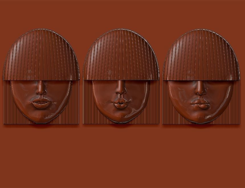Girl Face Mask Wall-Mounted - decor 3D Model Collection_18
