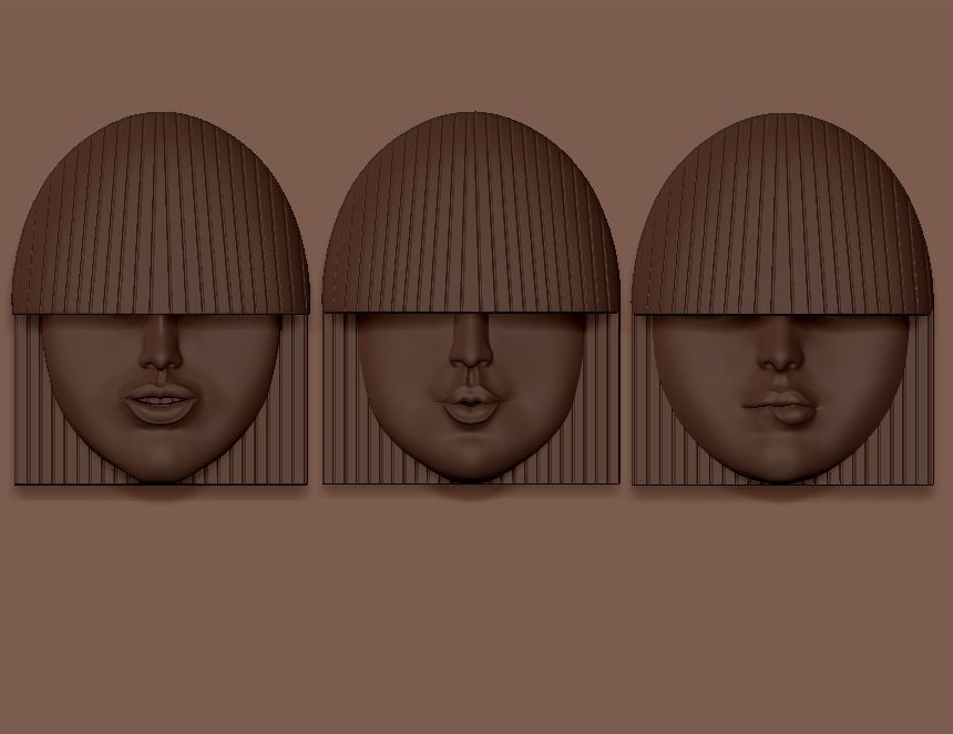 Girl Face Mask Wall-Mounted - decor 3D Model Collection_9