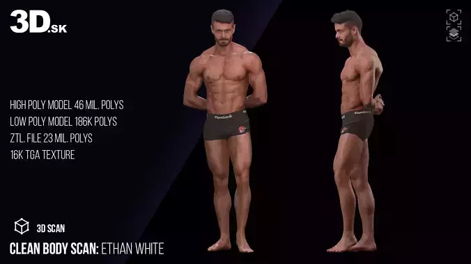 Cleaned 3D Body Scan Ethan White Underwear