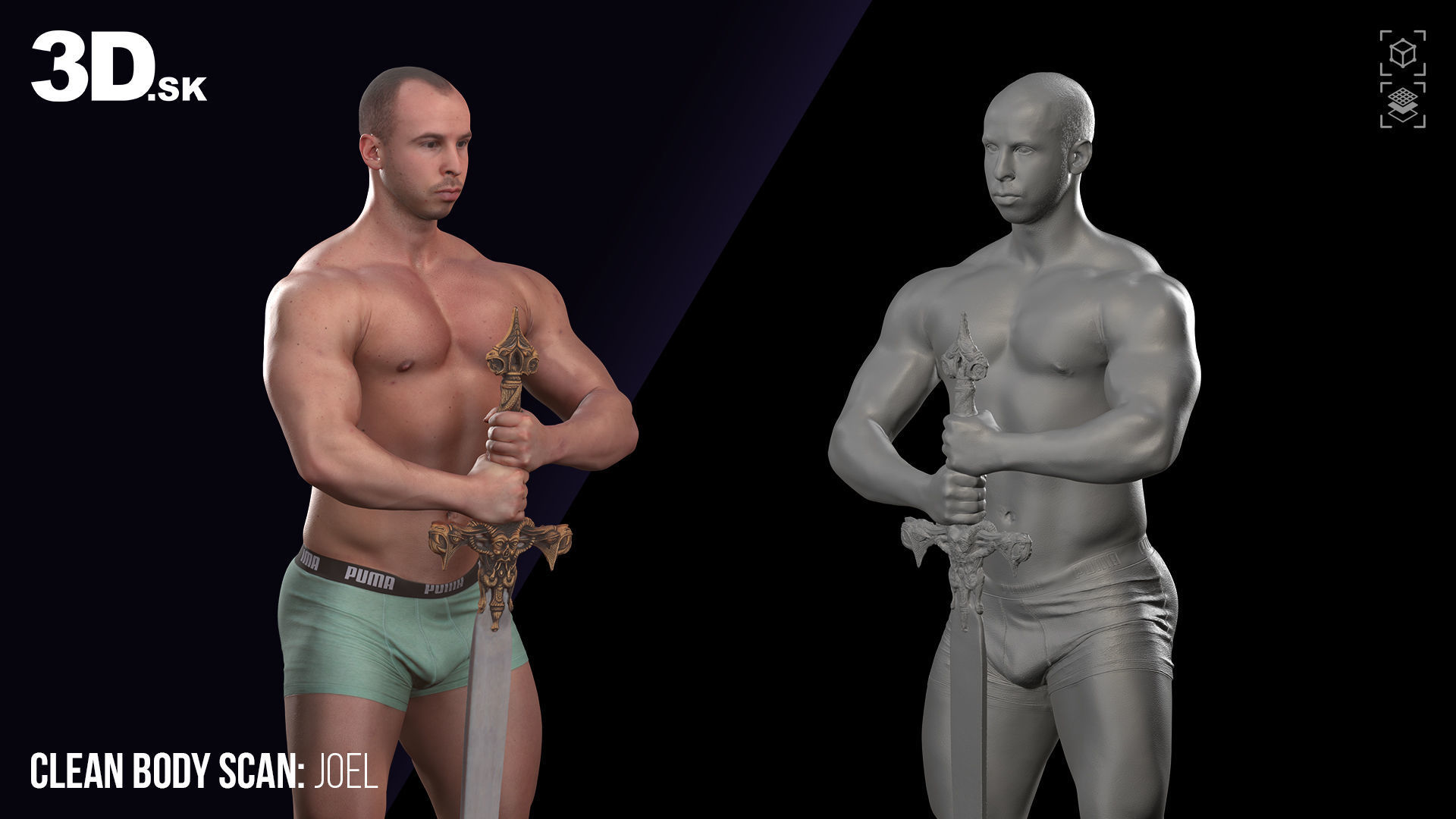Cleaned 3D Body Scan Joel Underwear 3D model_2