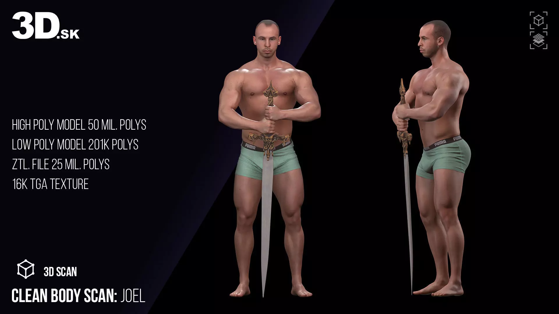 Cleaned 3D Body Scan Joel Underwear 3D model_0