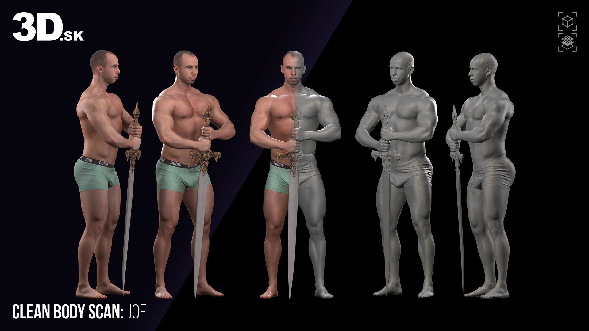 Cleaned 3D Body Scan Joel Underwear 3D model_1