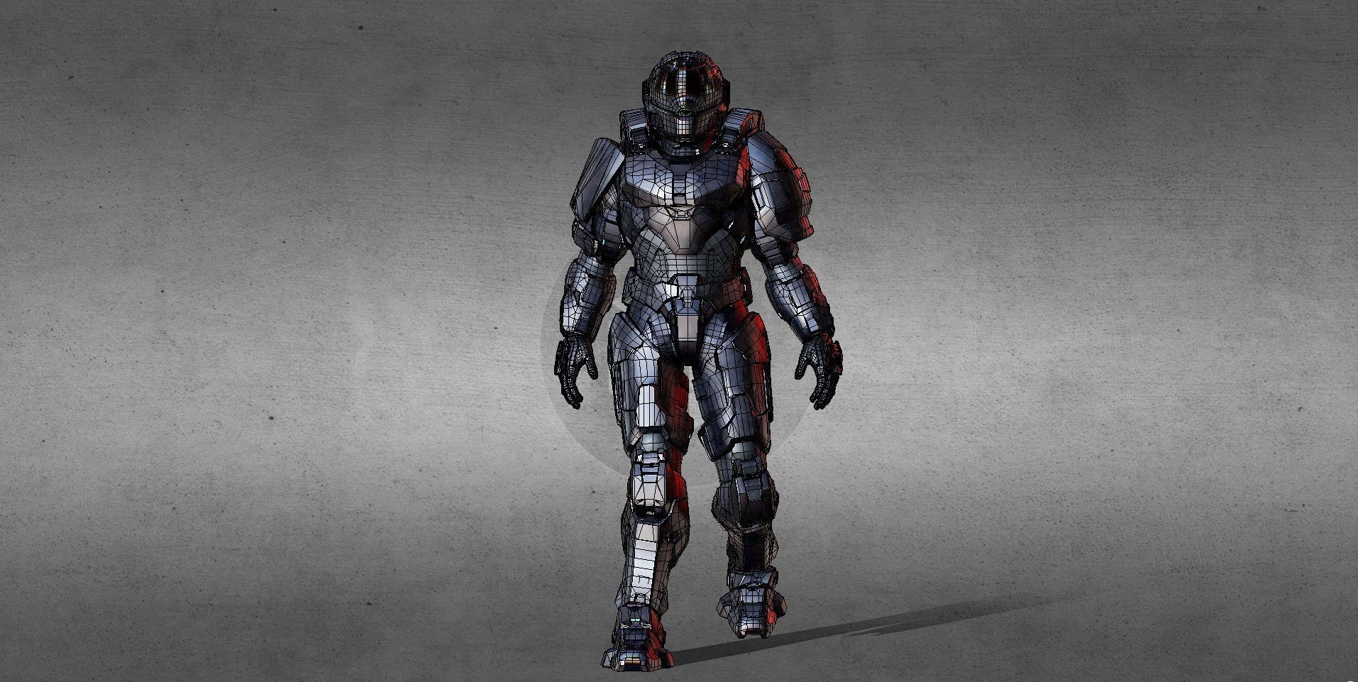 Armored Character game Ready Low-poly 3D model_1