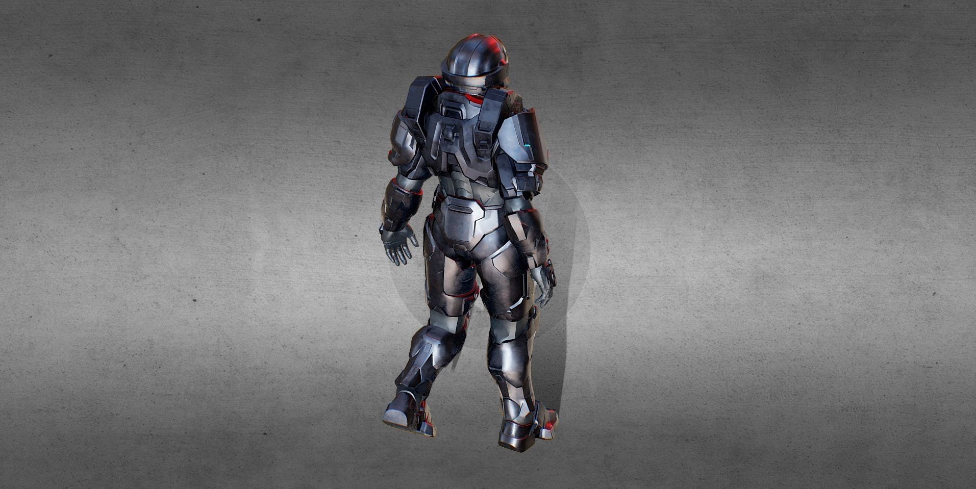 Armored Character game Ready Low-poly 3D model_3