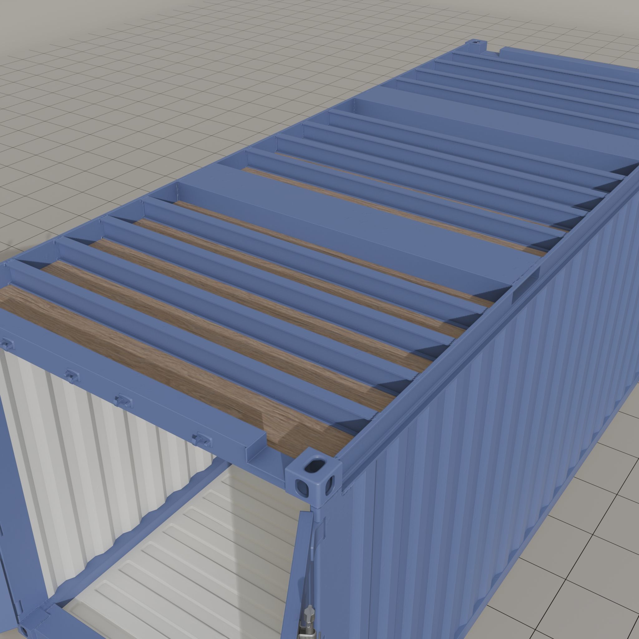 20ft Shipping Container clean dirty color variation Low-poly 3D model_10