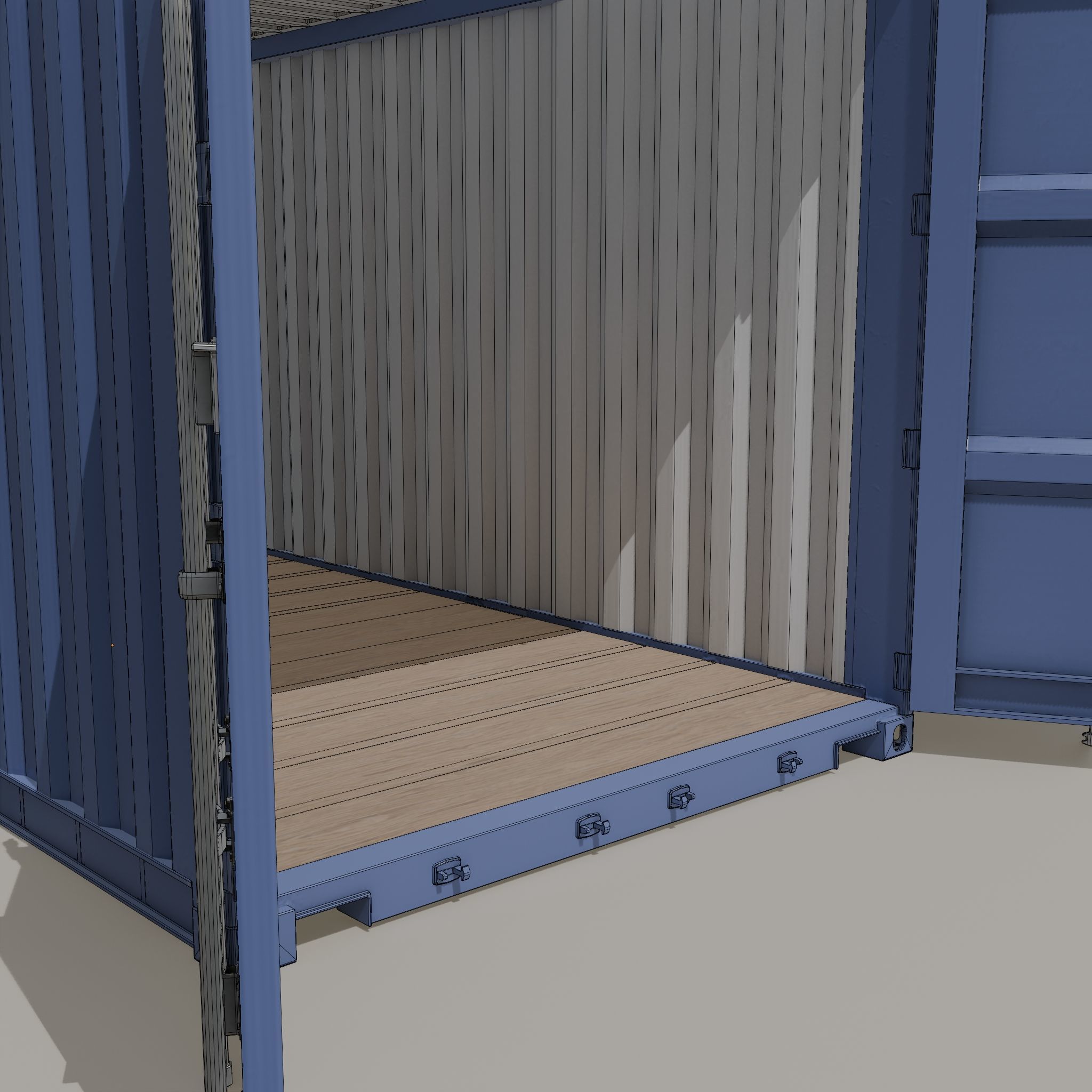 20ft Shipping Container clean dirty color variation Low-poly 3D model_15