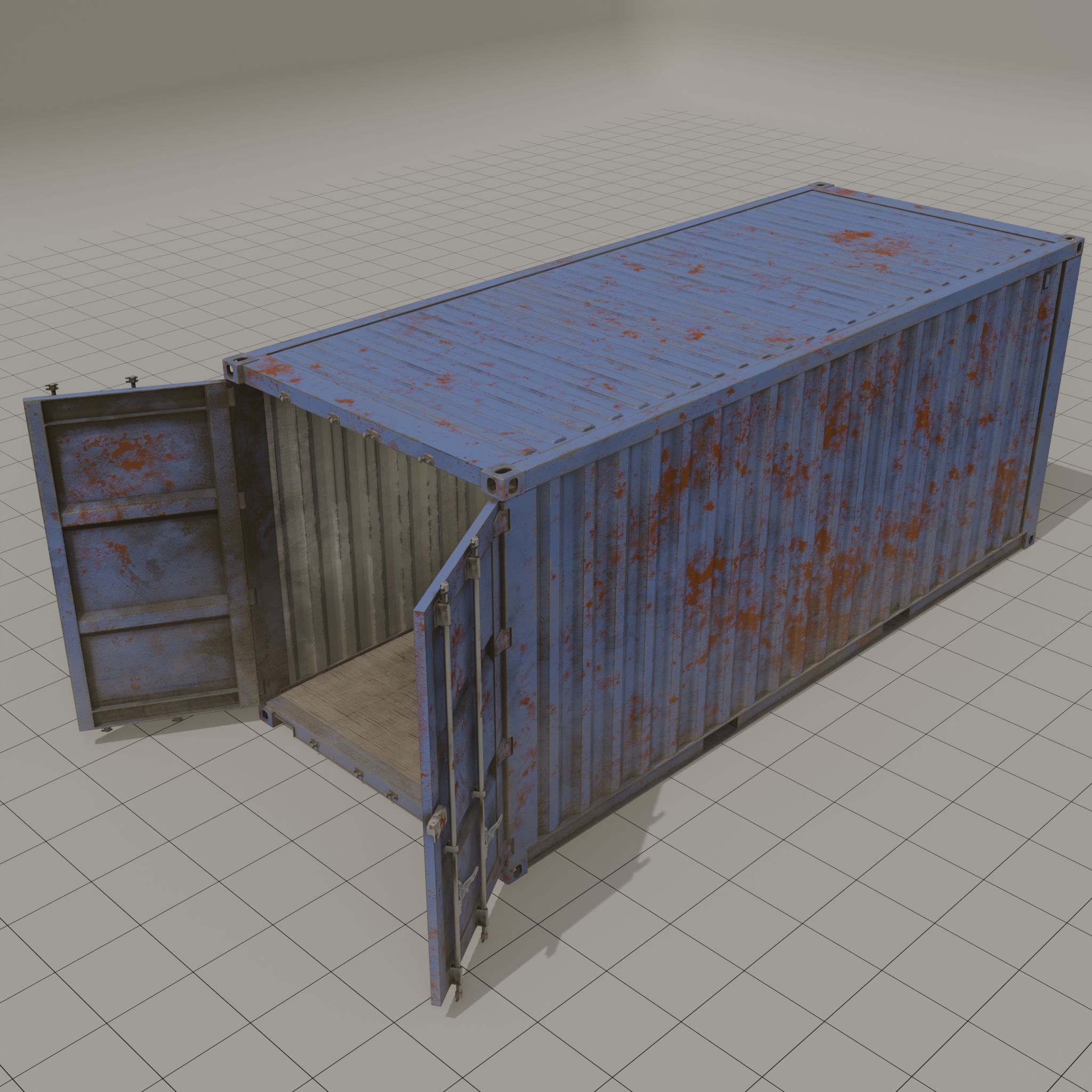 20ft Shipping Container clean dirty color variation Low-poly 3D model_5