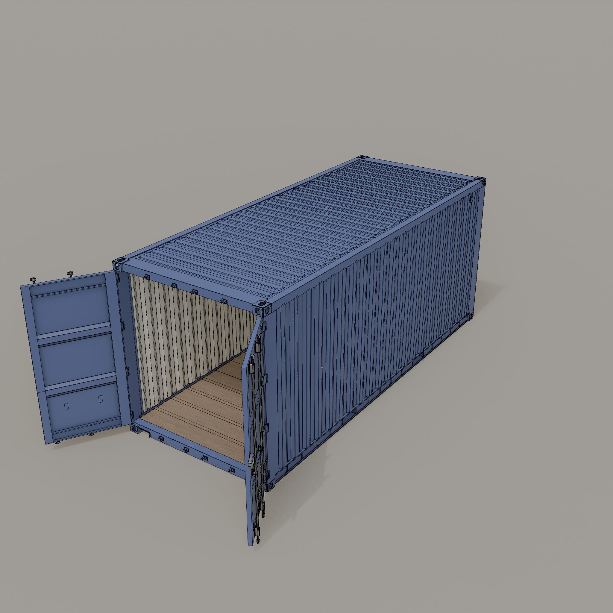 20ft Shipping Container clean dirty color variation Low-poly 3D model_12
