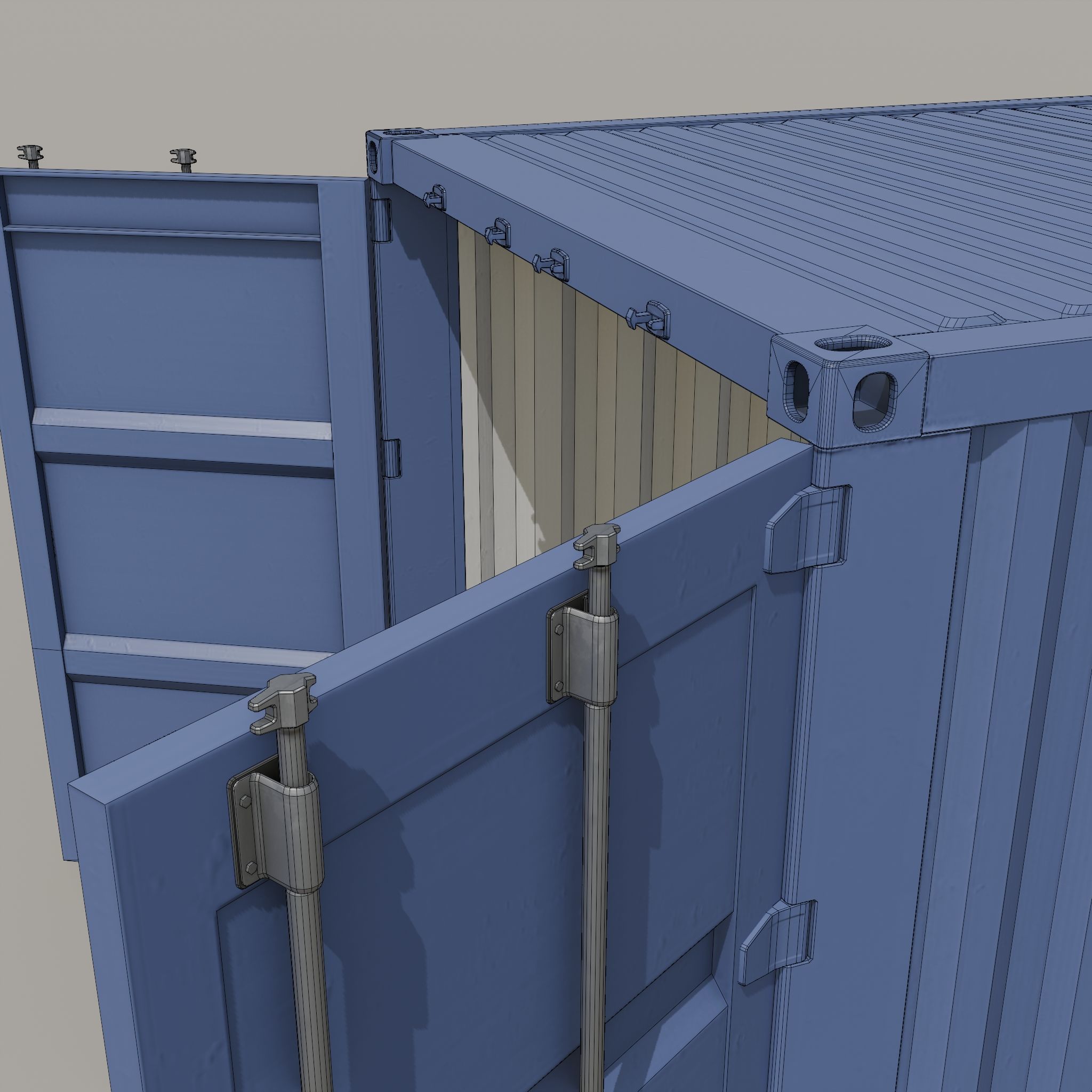 20ft Shipping Container clean dirty color variation Low-poly 3D model_14