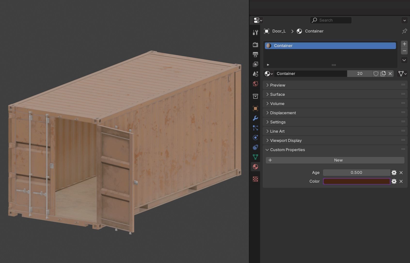 20ft Shipping Container clean dirty color variation Low-poly 3D model_1