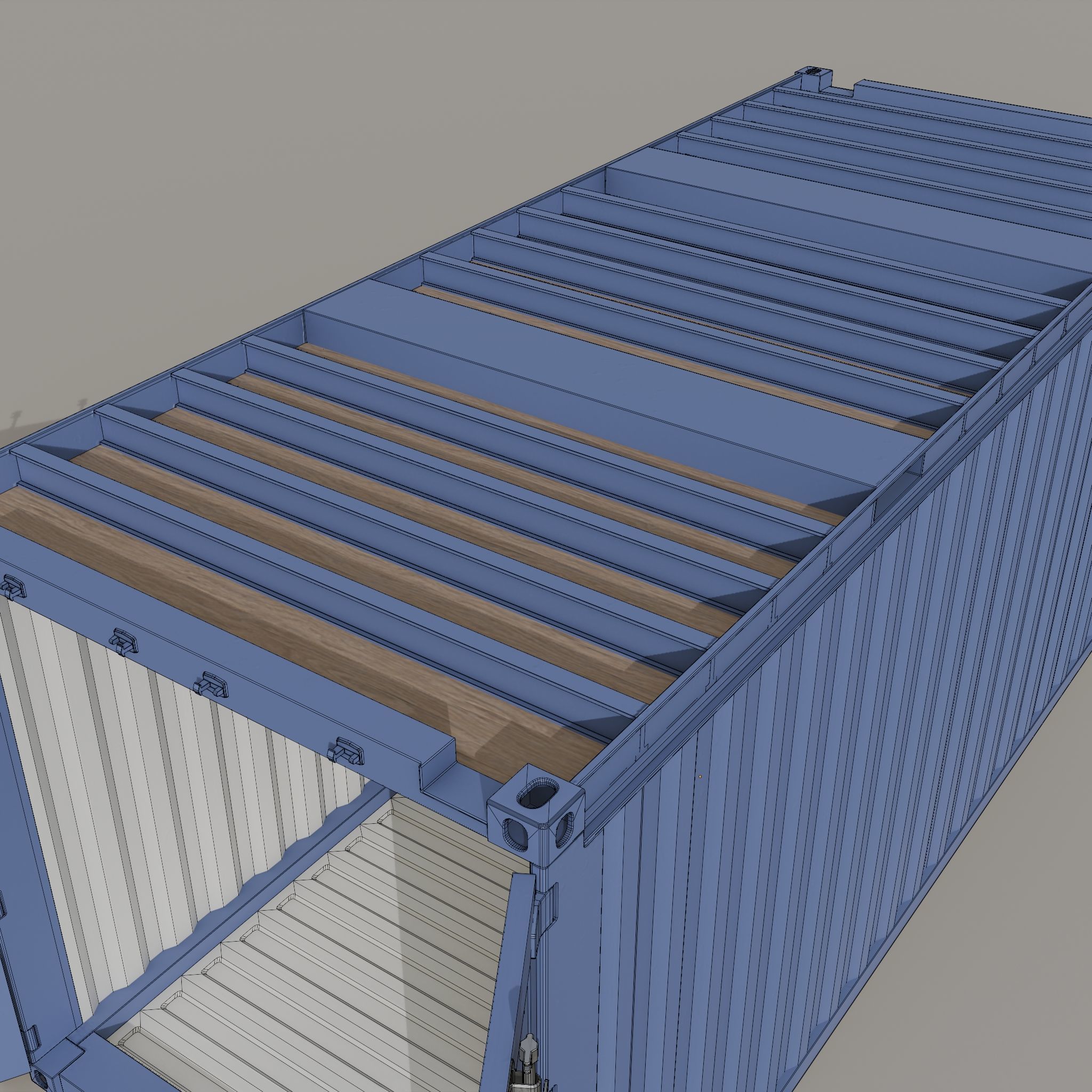 20ft Shipping Container clean dirty color variation Low-poly 3D model_17