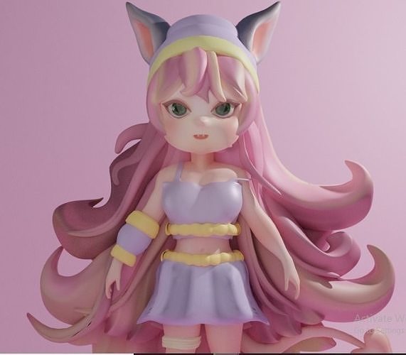  Anime cute  girl for Blender 3D model