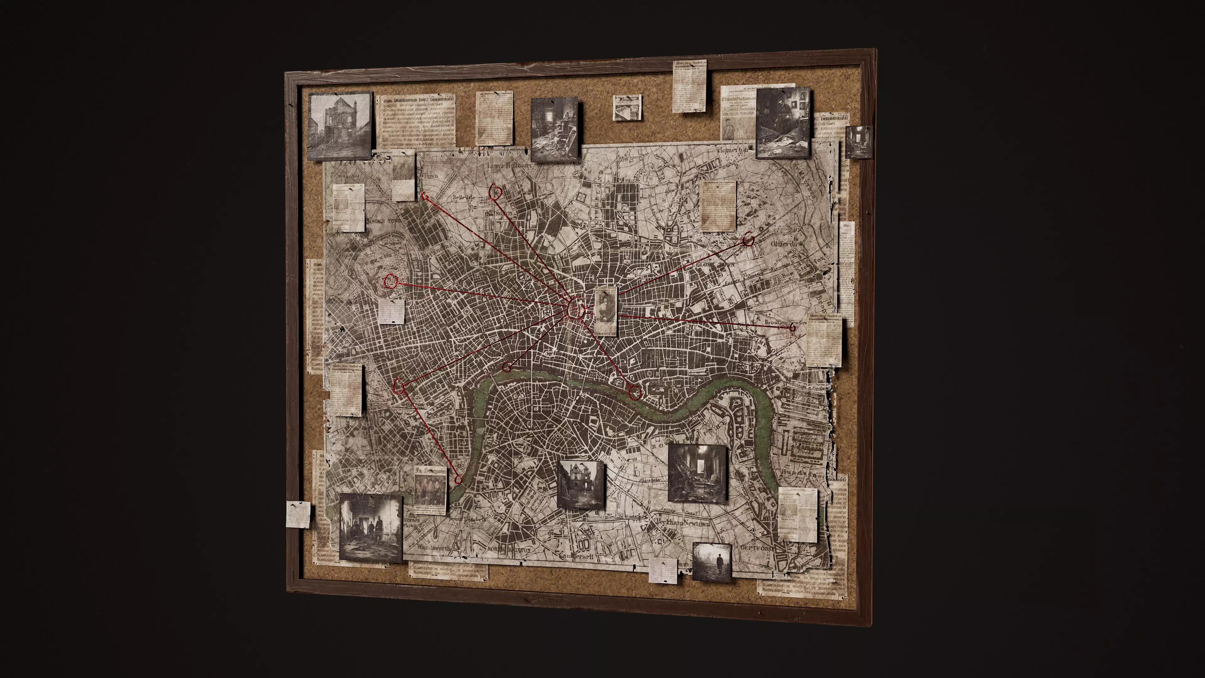 Detective Board Low-poly 3D model_0