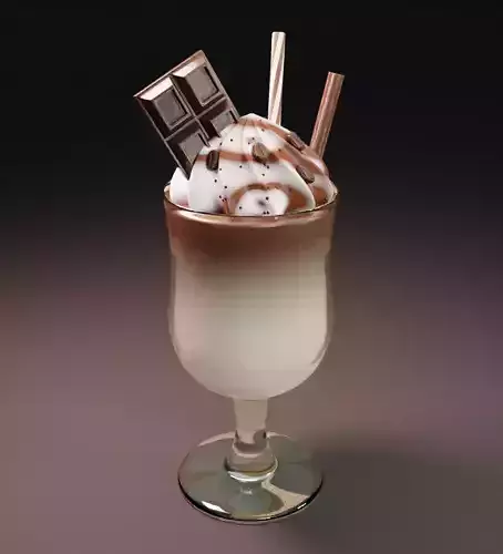 Coffee milkshake 3D model for Advertising