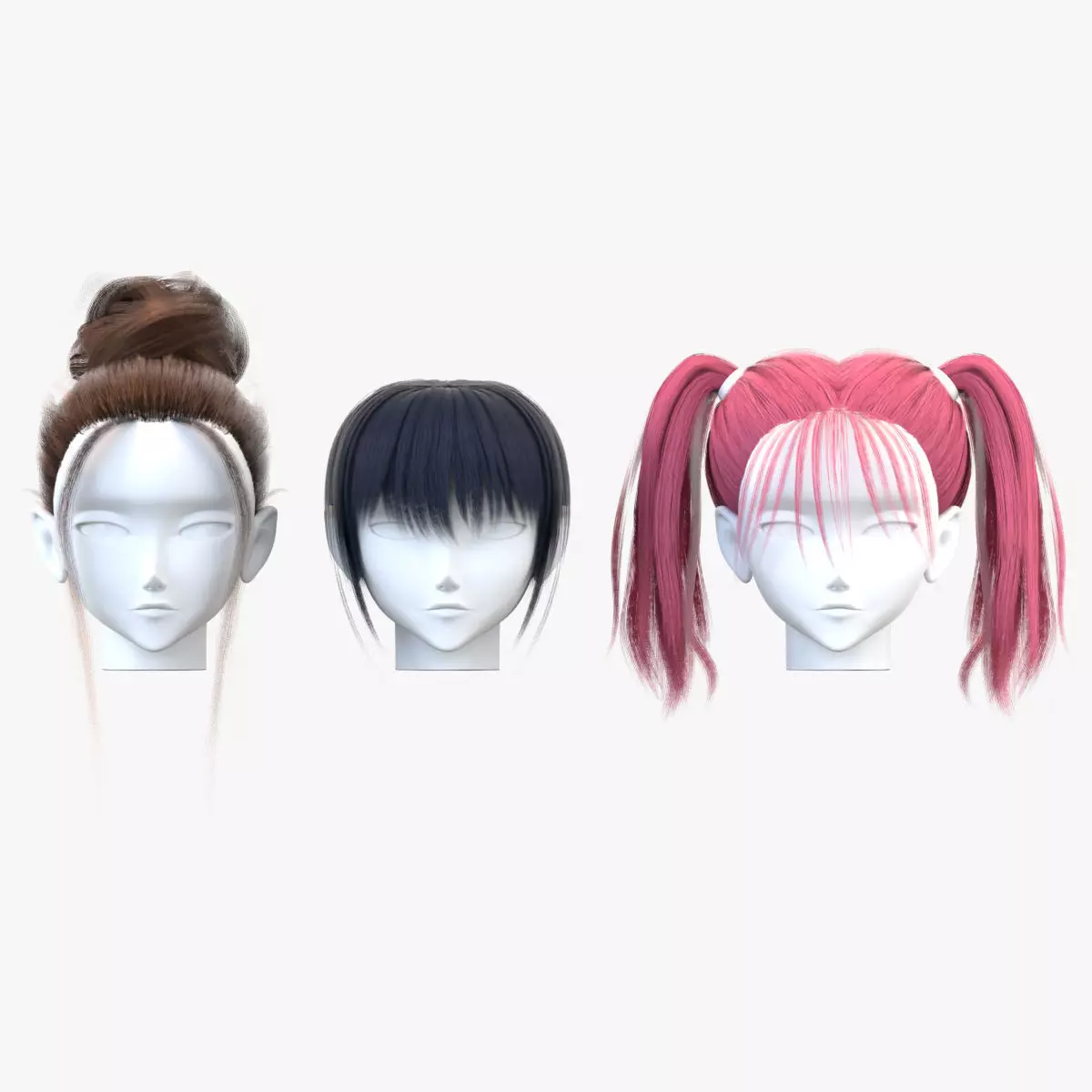 Styled Hair - 02 Low-poly 3D model