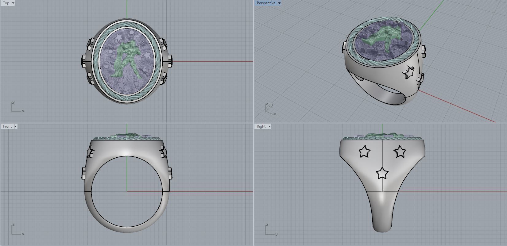 Zodiac Ring Aquarius 3D print model_6