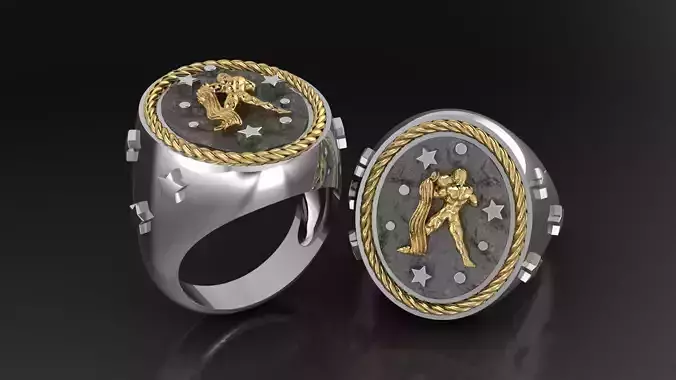 Zodiac Ring Aquarius 3D print model