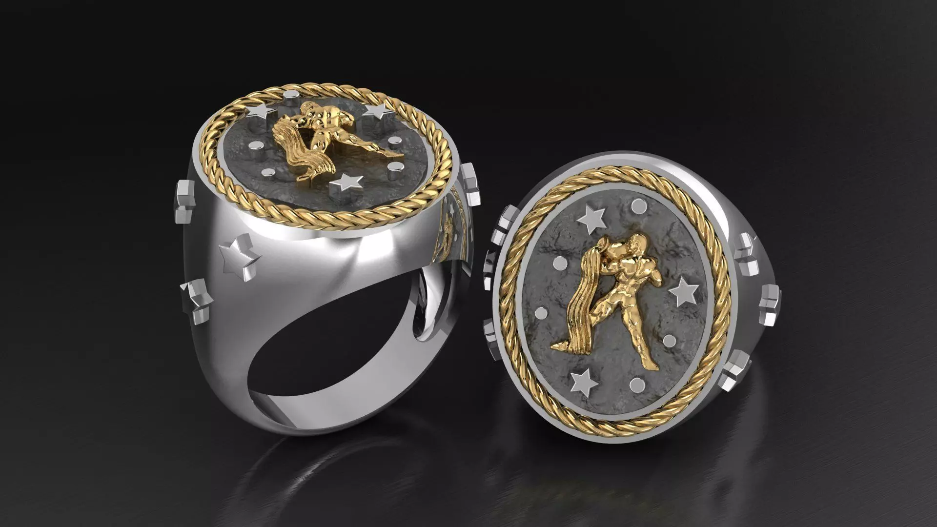 Zodiac Ring Aquarius 3D print model_0