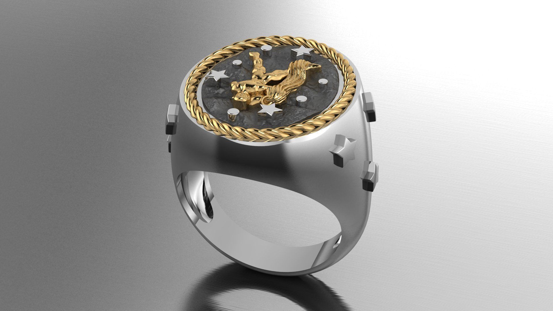 Zodiac Ring Aquarius 3D print model_3