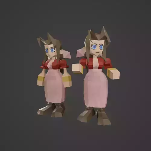 AERITH - FINAL FANTASY VII - LOW POLY ACTION FIGURE 3D print model